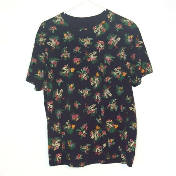 Jurassic Park Black Tropical Dinosaur Graphic T-Shirt Mens Large - Picture 1 of 5